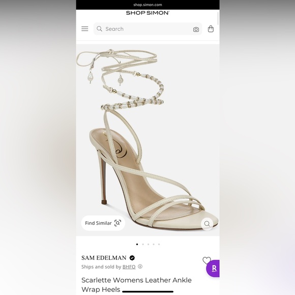New in Box Sam Edelman Ankle Wrap Heels with Pearls size 8 - Picture 1 of 5